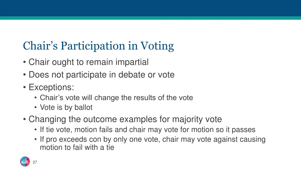 chair s participation in voting