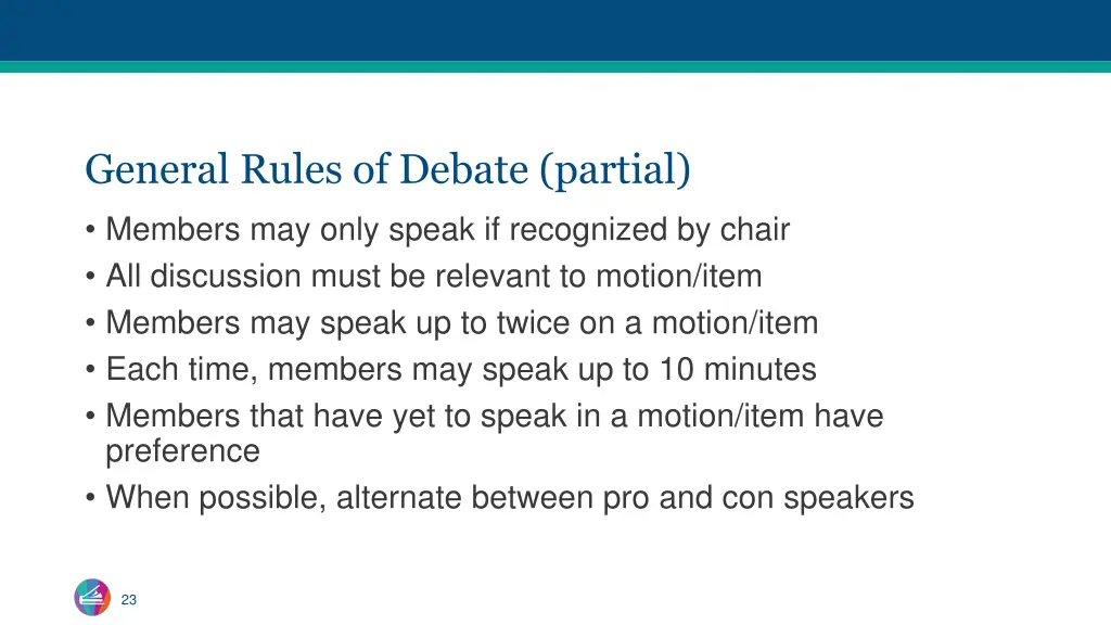 general rules of debate partial