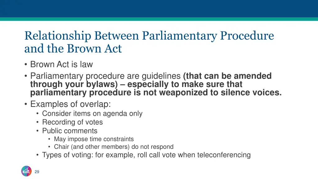 relationship between parliamentary procedure