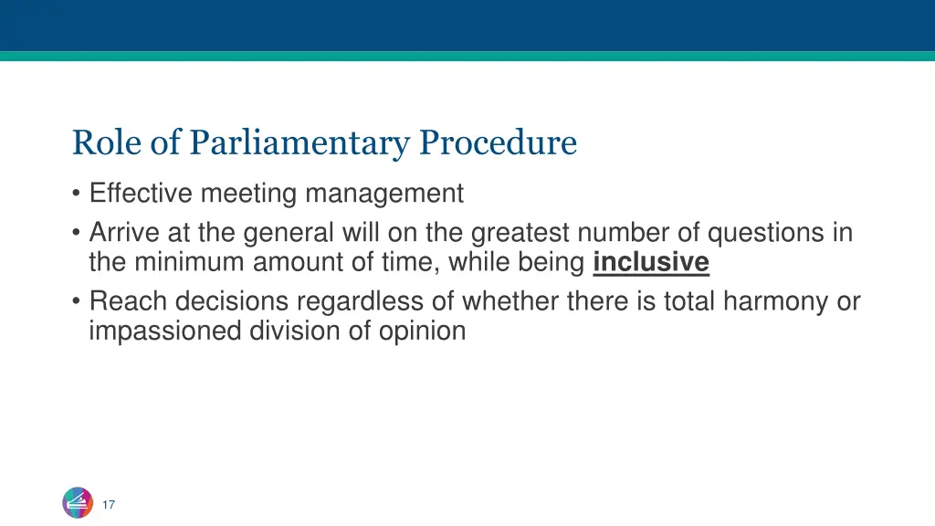 role of parliamentary procedure