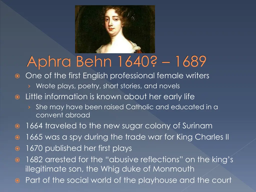 aphra behn 1640 1689 one of the first english