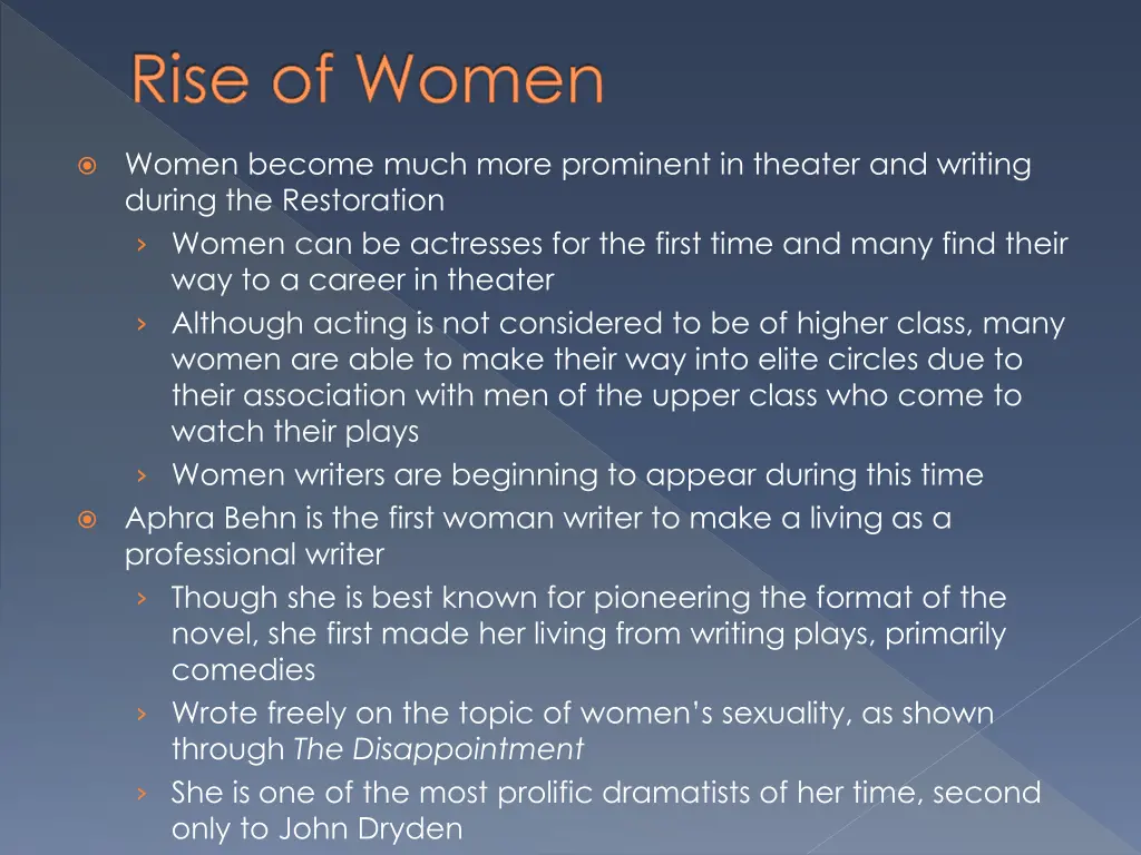 rise of women