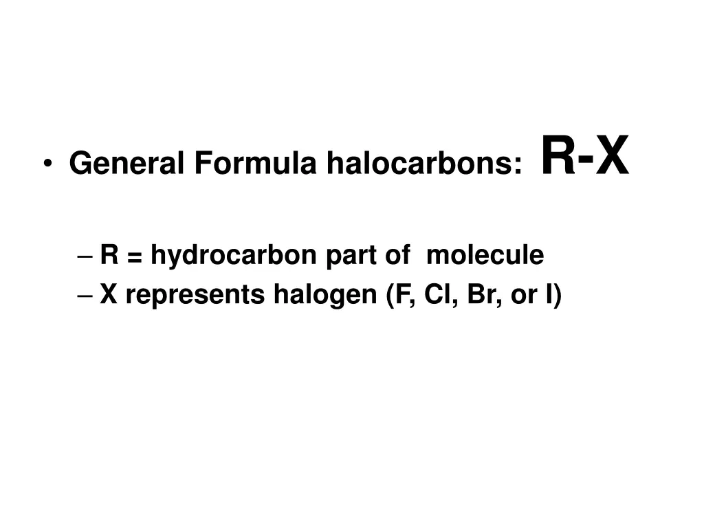 general formula halocarbons r x