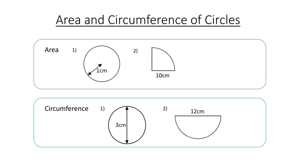 area and circumference of circles