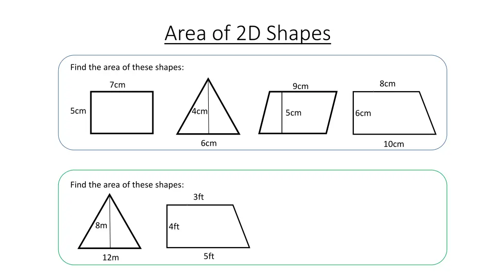 area of 2d shapes