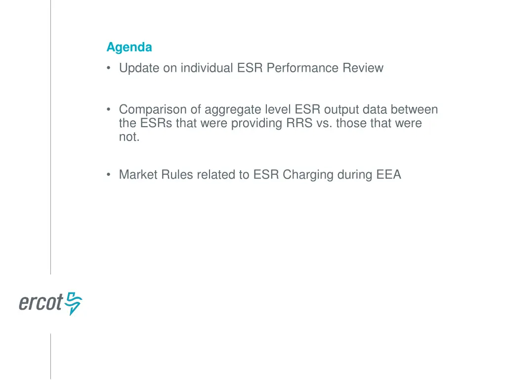 agenda update on individual esr performance review