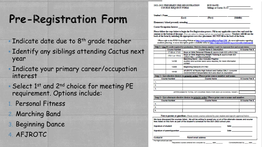 pre registration form