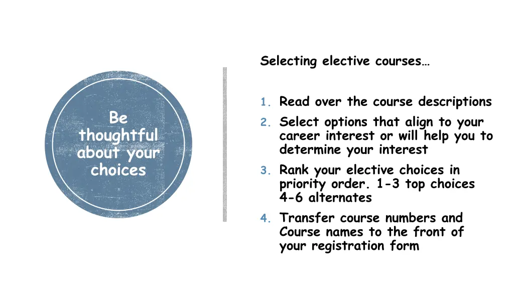 selecting elective courses