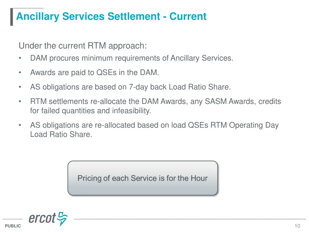 ancillary services settlement current