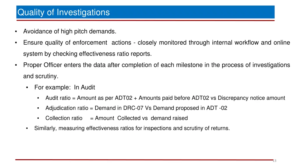 quality of investigations