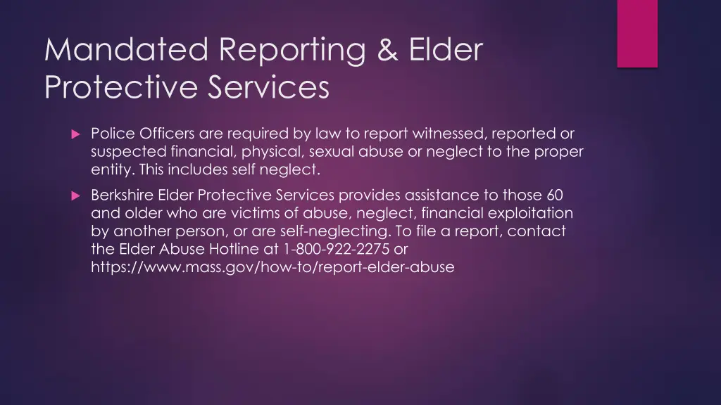 mandated reporting elder protective services