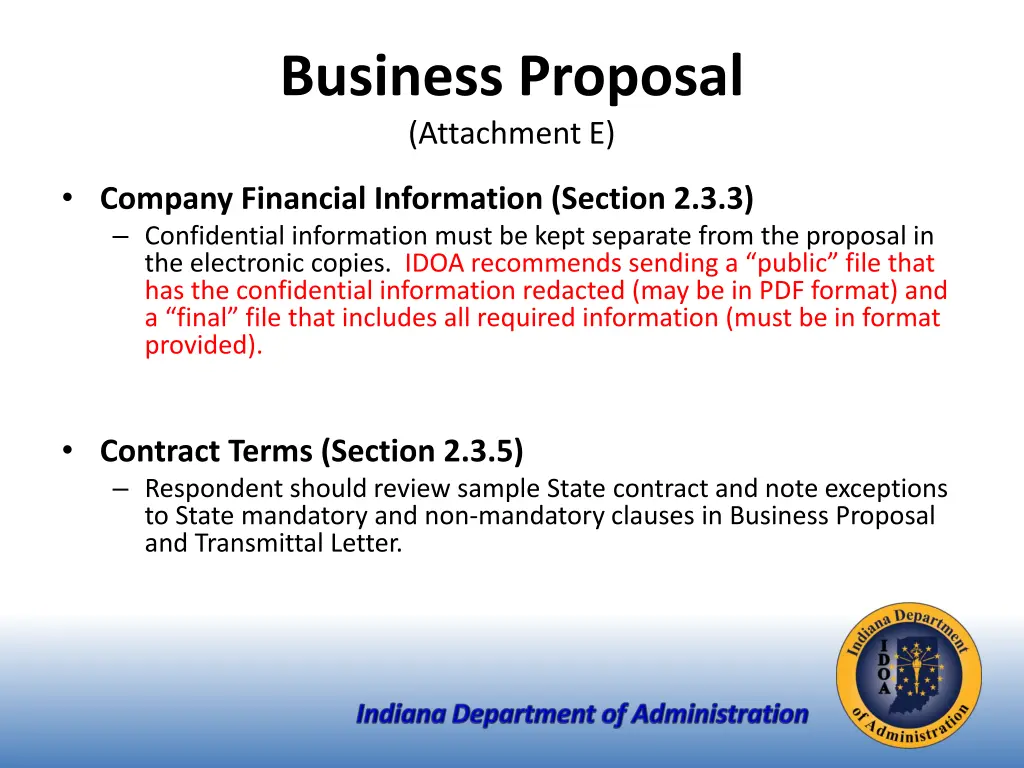 business proposal attachment e