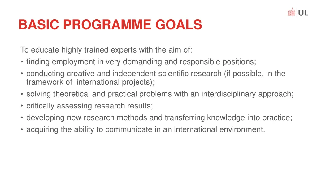 basic programme goals