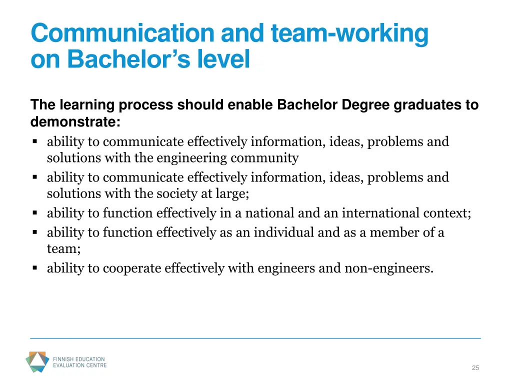 communication and team working on bachelor s level