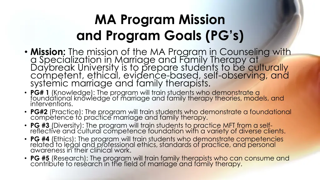 ma program mission and program goals pg s mission