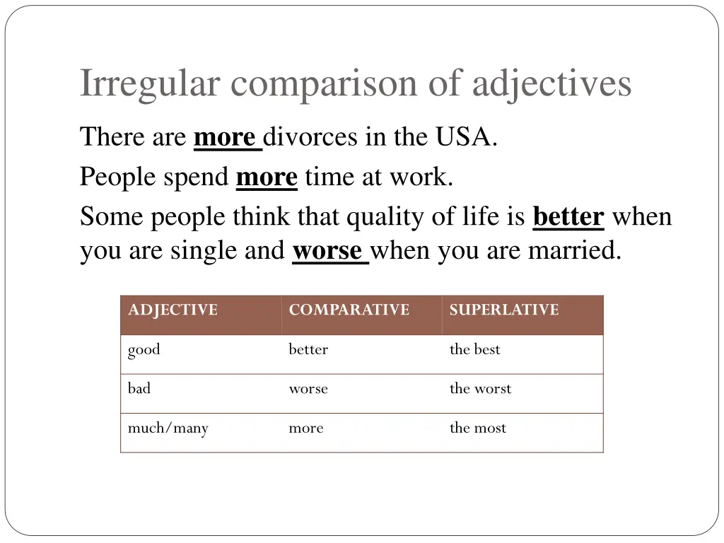 irregular comparison of adjectives