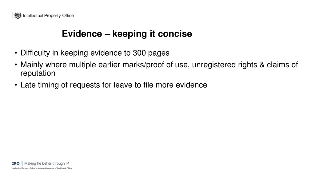 evidence keeping it concise