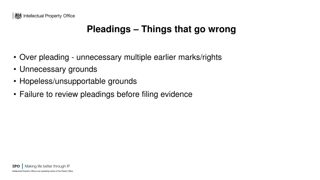 pleadings things that go wrong