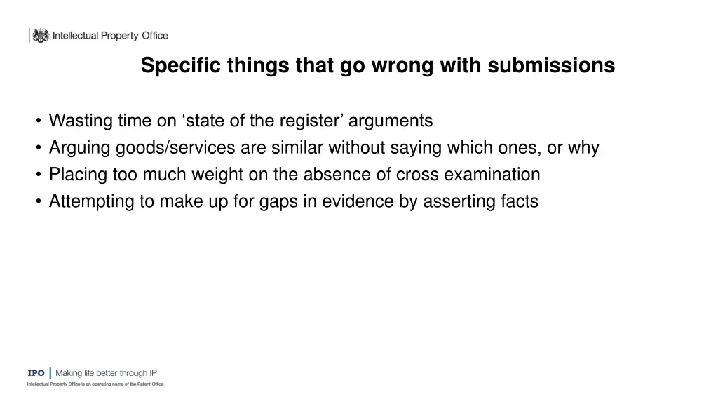 specific things that go wrong with submissions