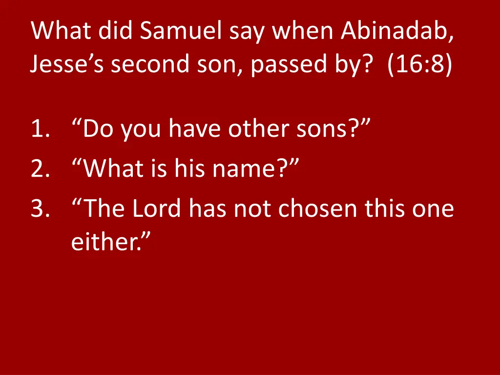 what did samuel say when abinadab jesse s second