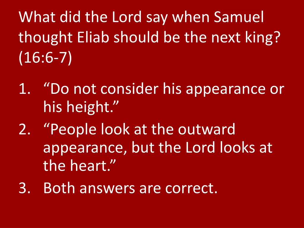 what did the lord say when samuel thought eliab