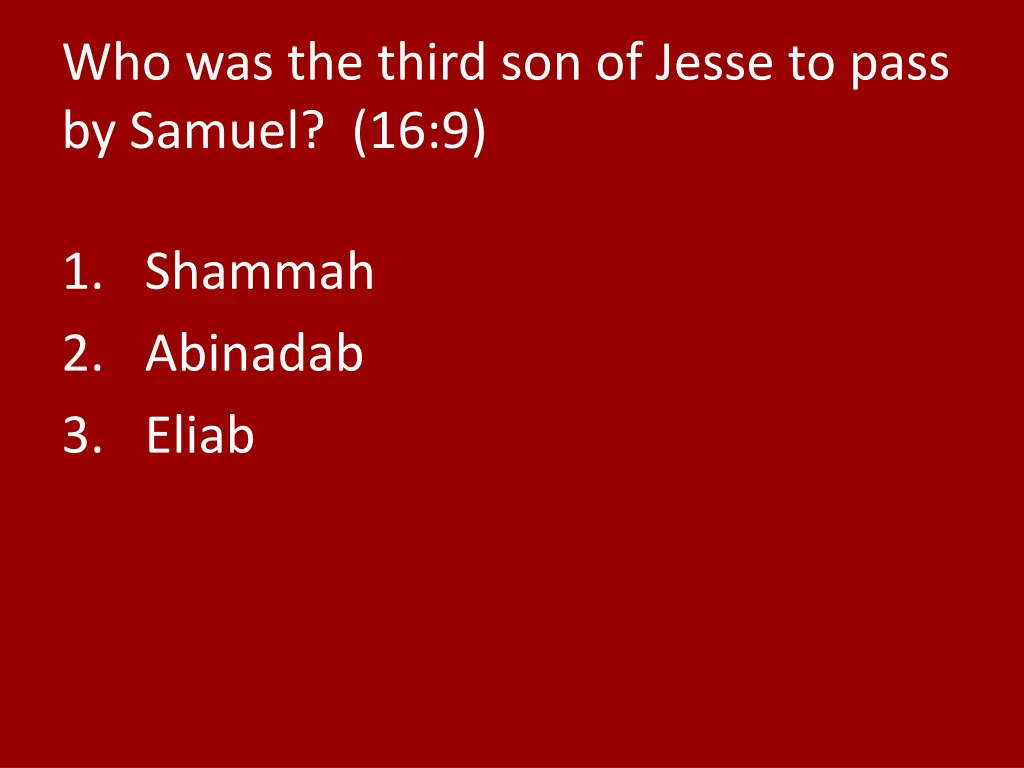 who was the third son of jesse to pass by samuel
