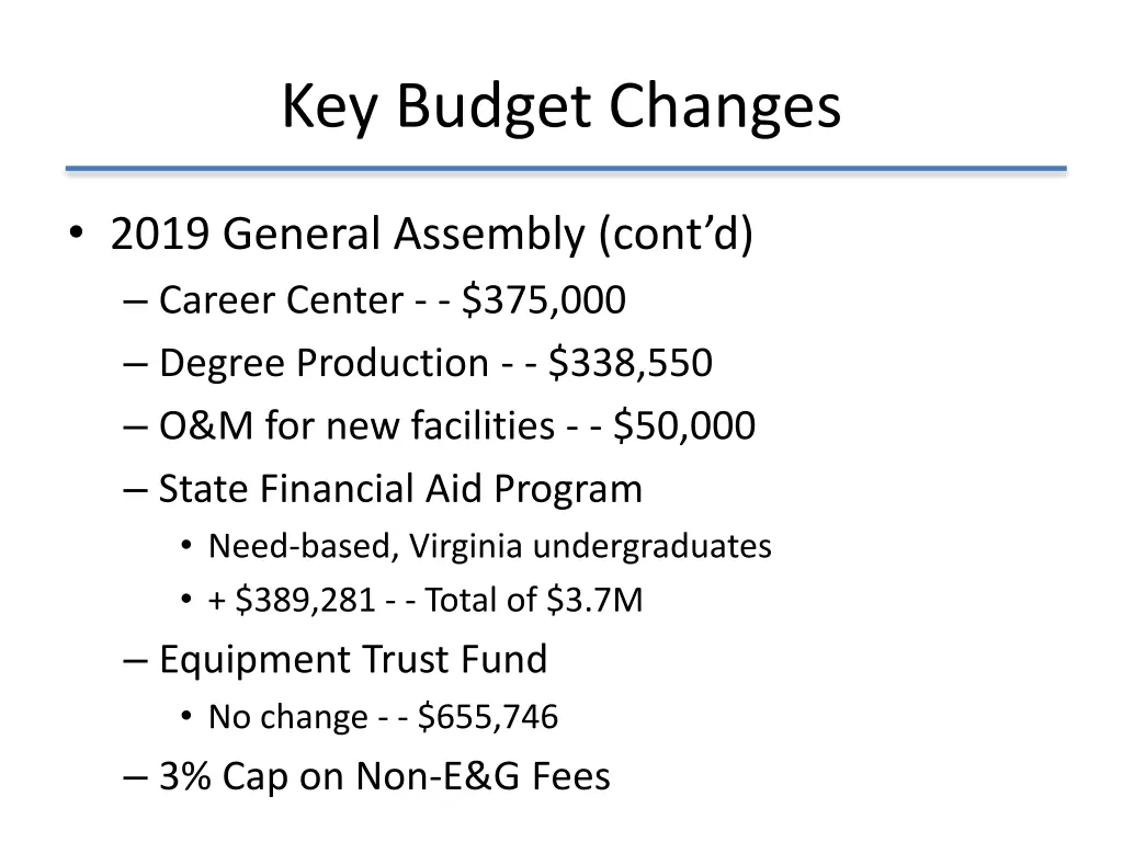 key budget changes 1