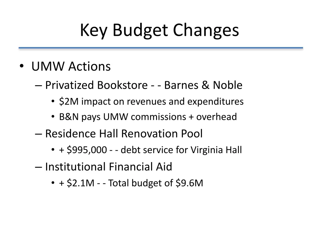 key budget changes 2