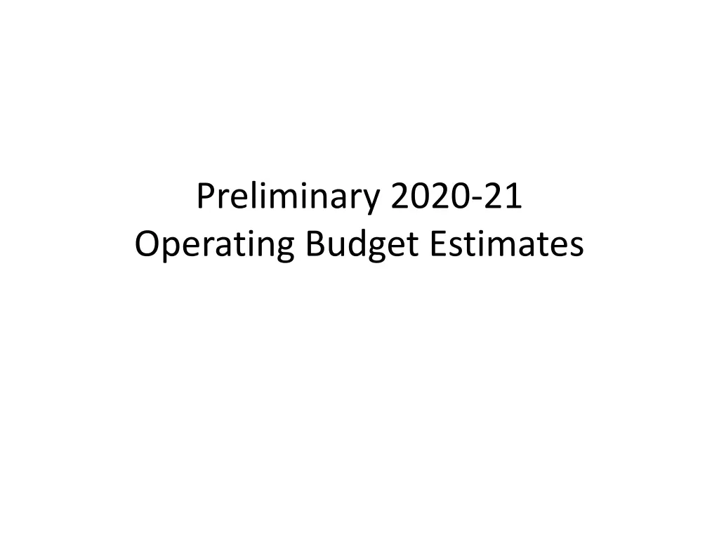 preliminary 2020 21 operating budget estimates