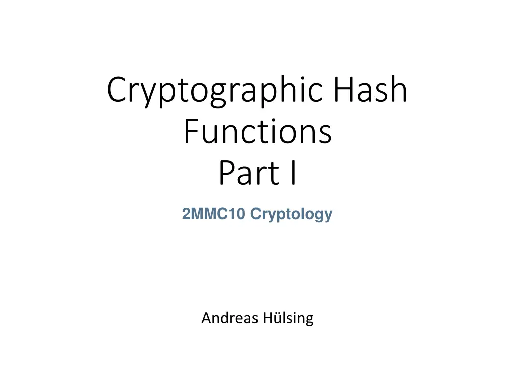 cryptographic hash functions part i
