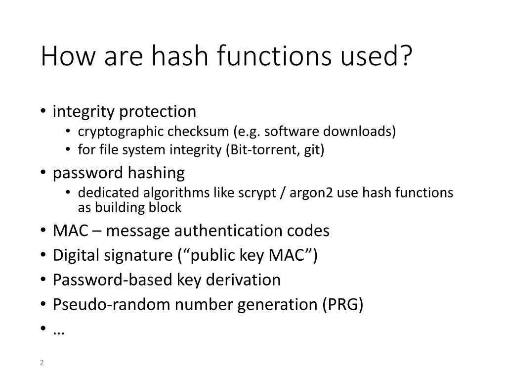 how are hash functions used