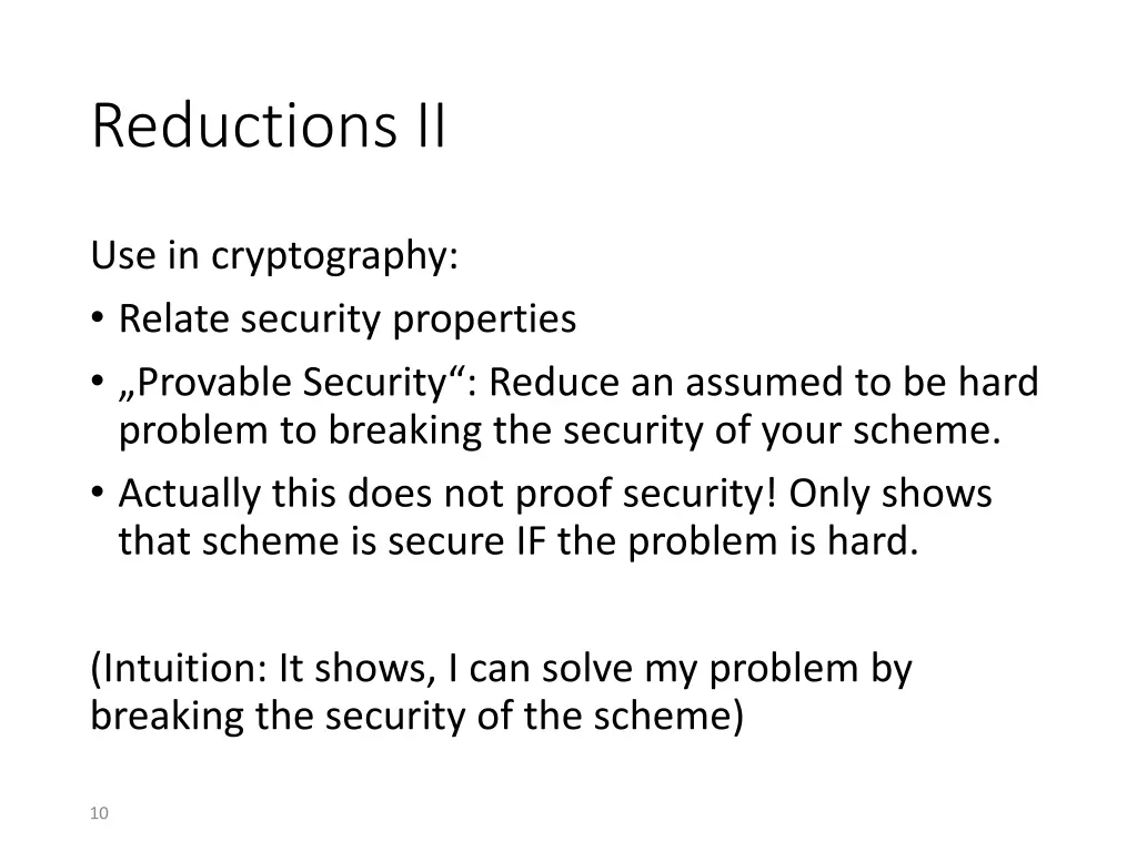 reductions ii