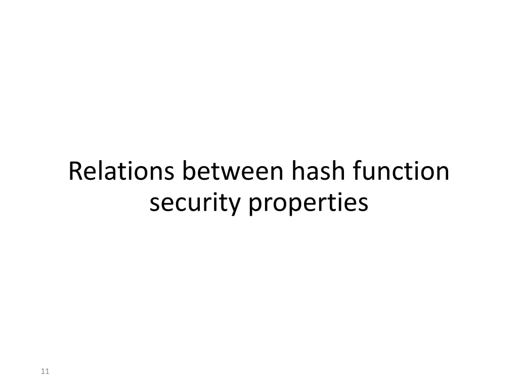 relations between hash function security