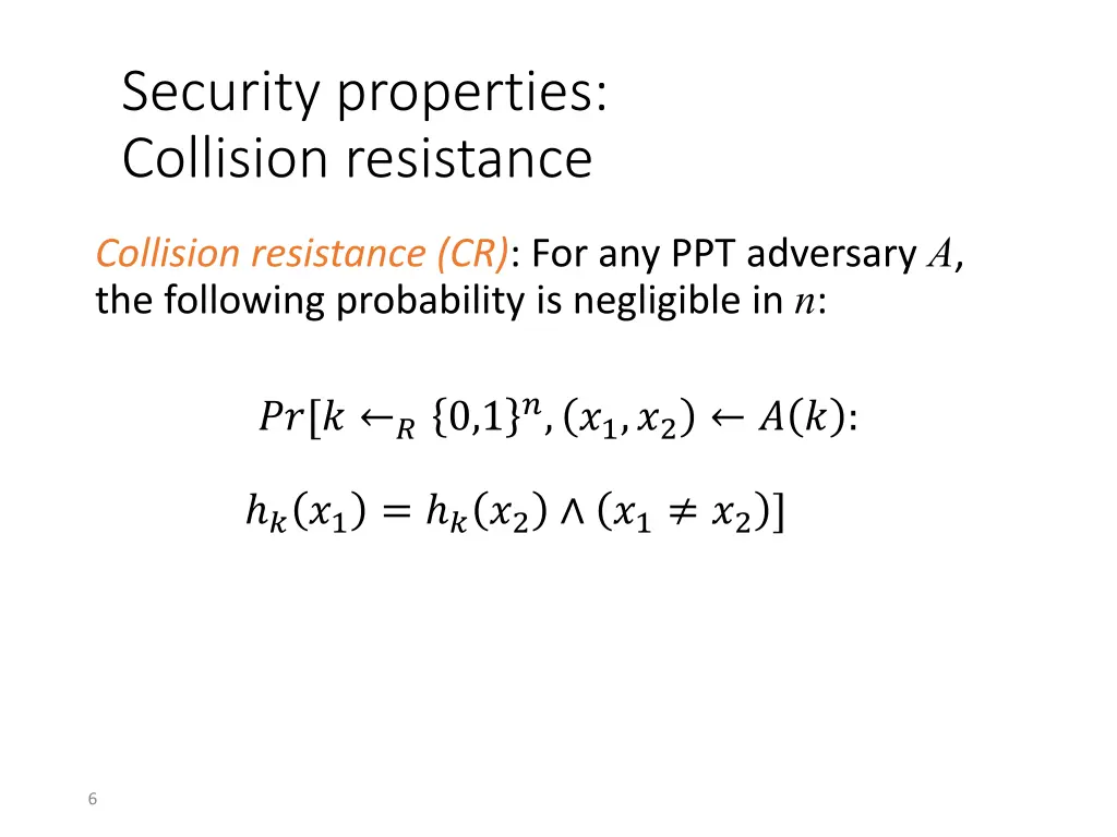 security properties collision resistance