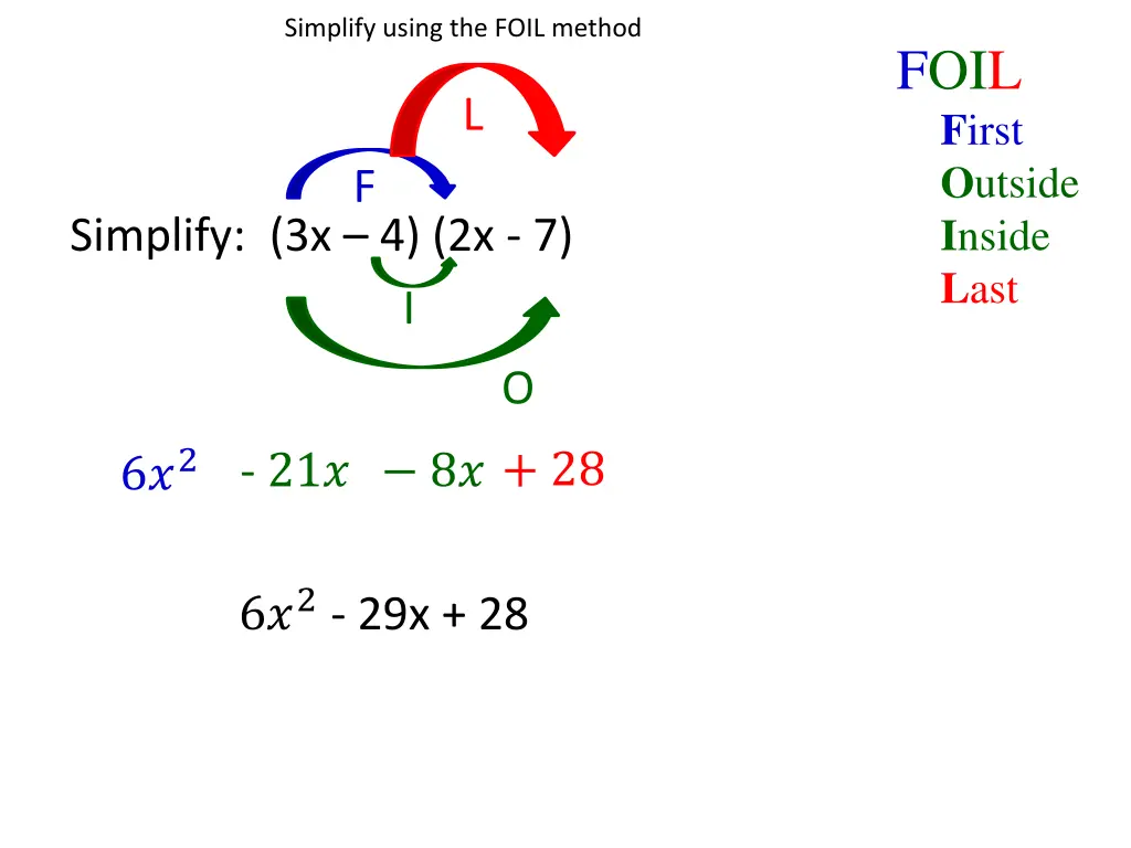 simplify using the foil method 1