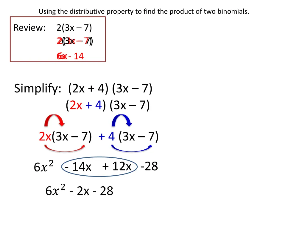 using the distributive property to find