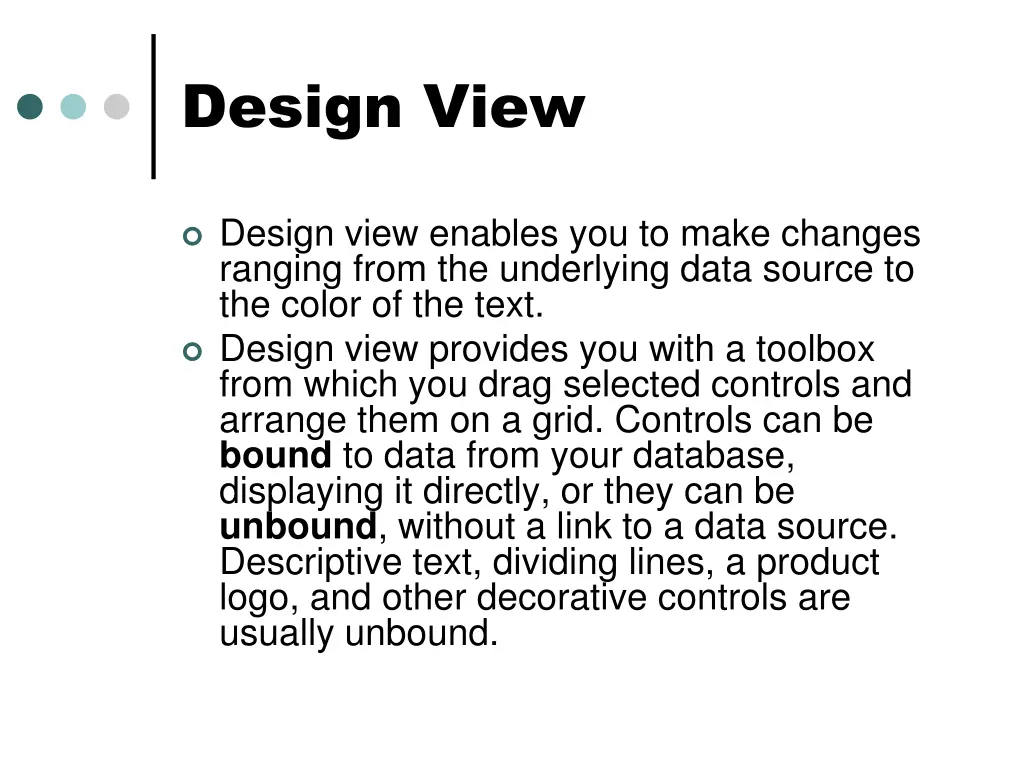 design view
