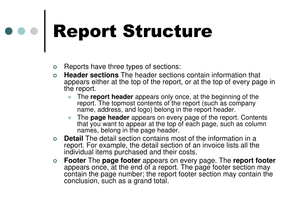 report structure