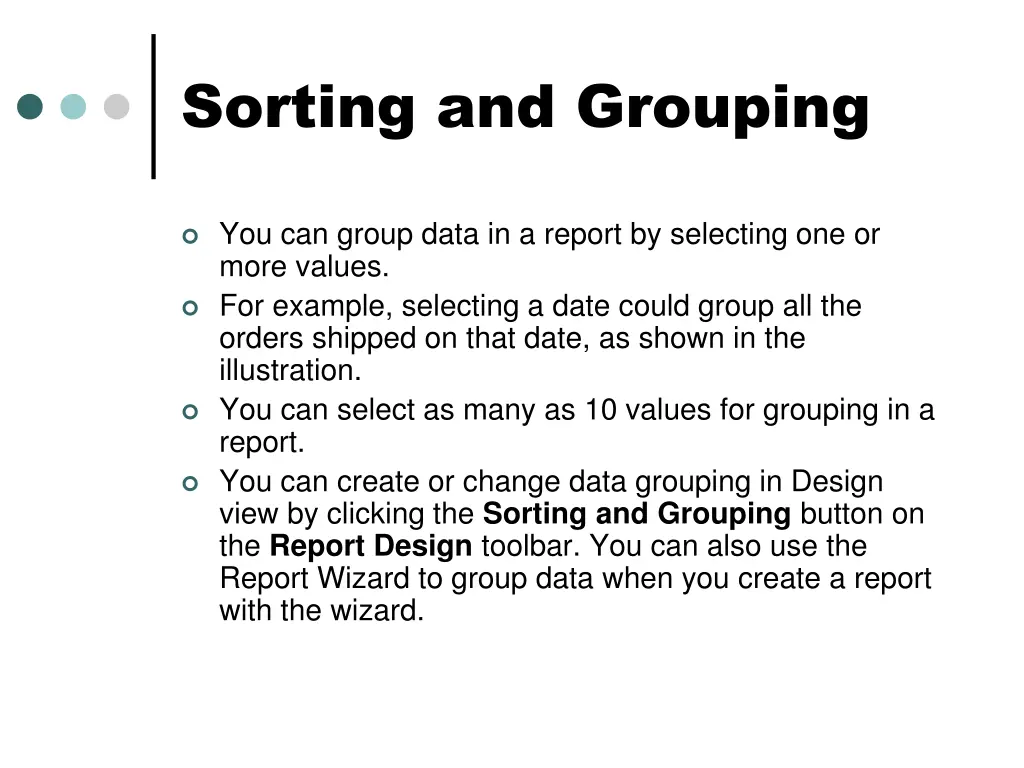 sorting and grouping