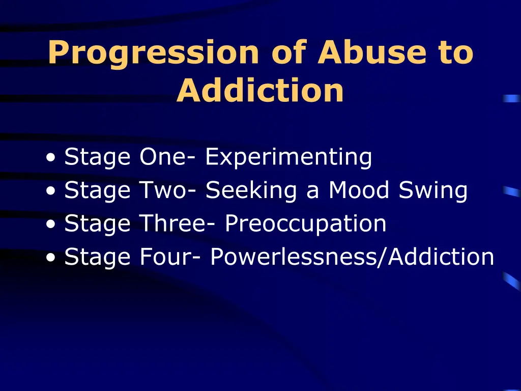progression of abuse to addiction