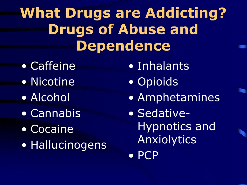 what drugs are addicting drugs of abuse