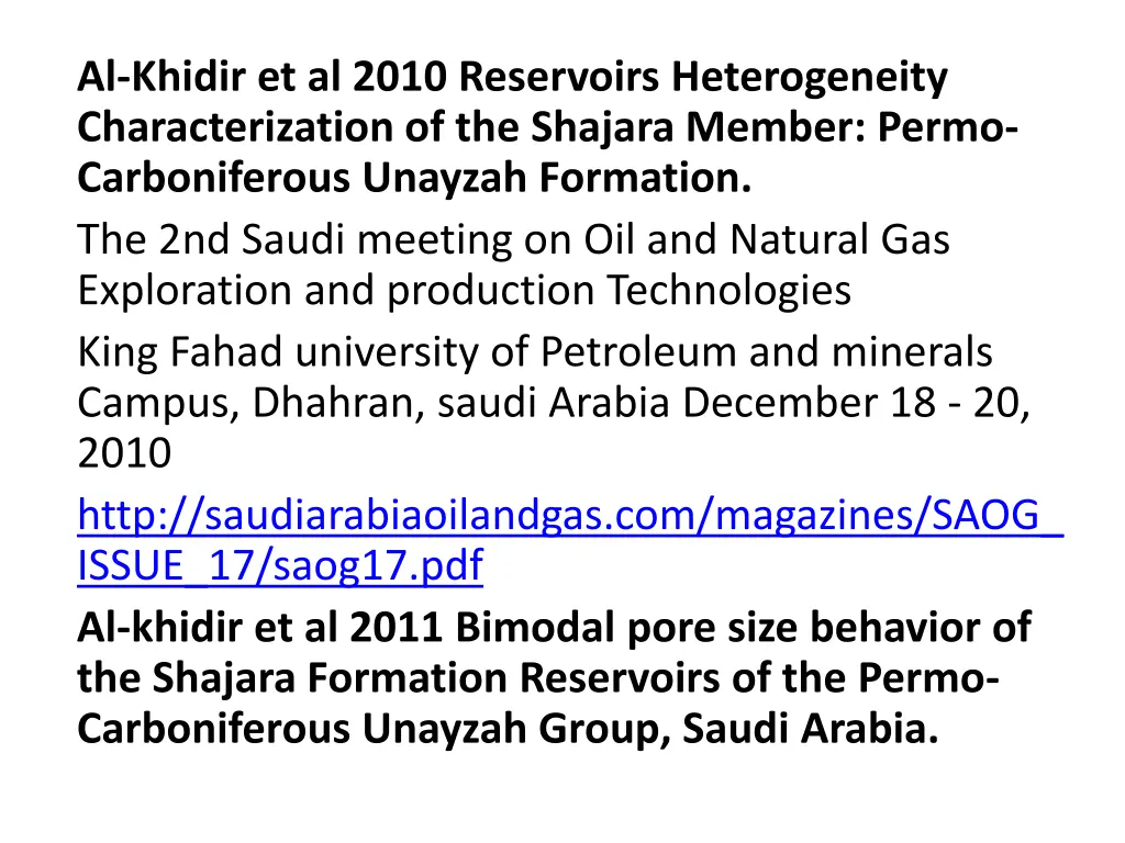 al khidir et al 2010 reservoirs heterogeneity