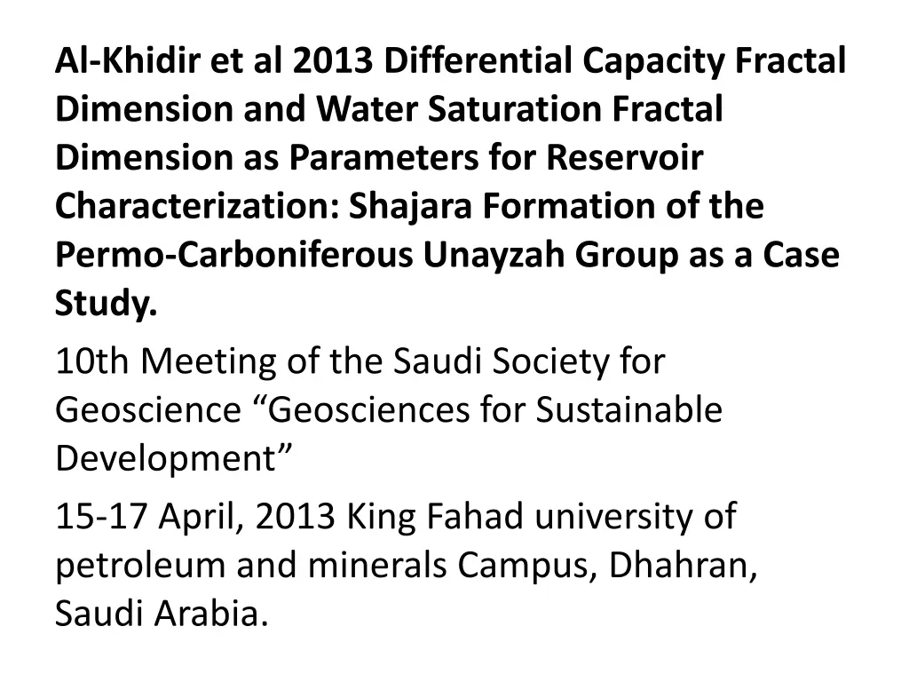 al khidir et al 2013 differential capacity