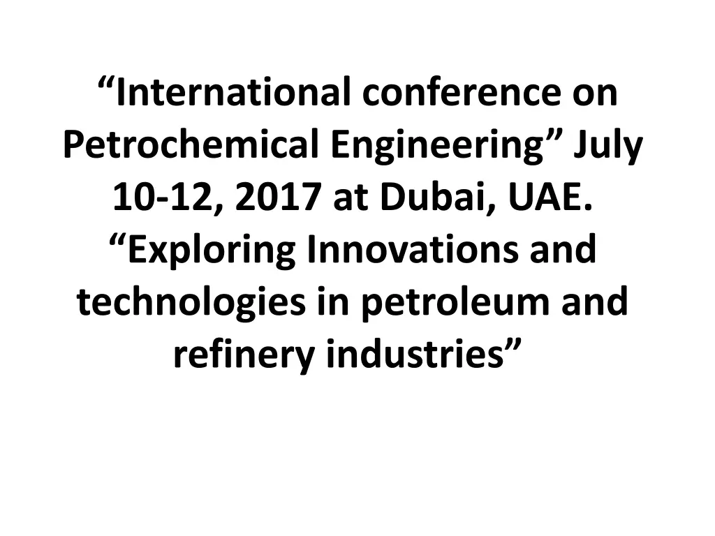 international conference on petrochemical