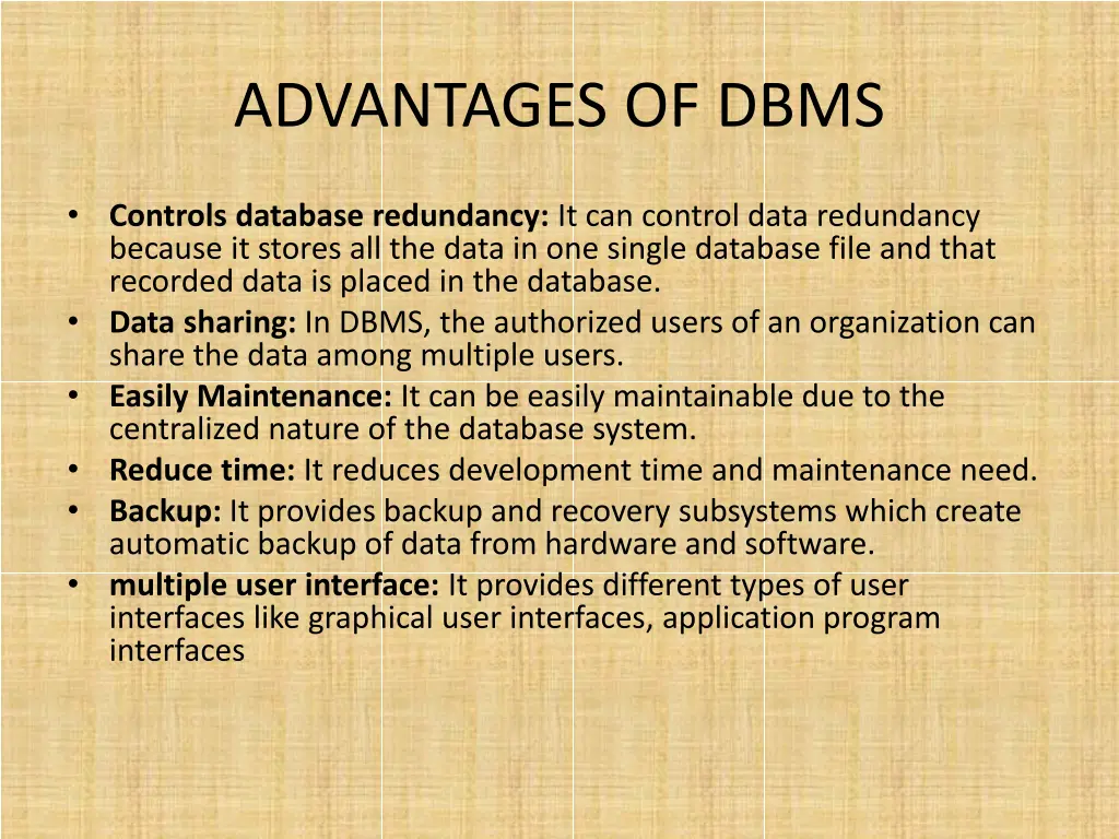 advantages of dbms
