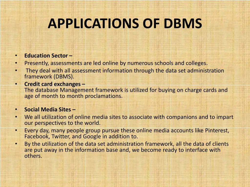 applications of dbms 1