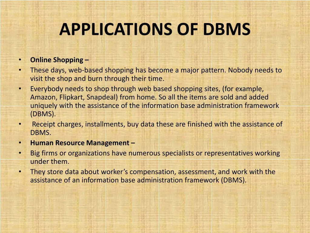 applications of dbms 3