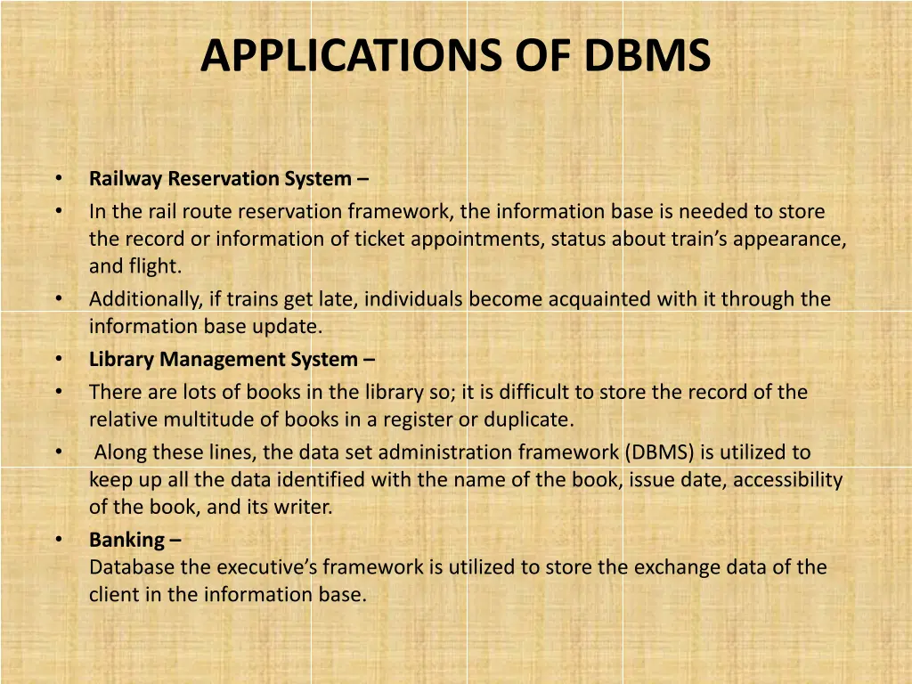 applications of dbms