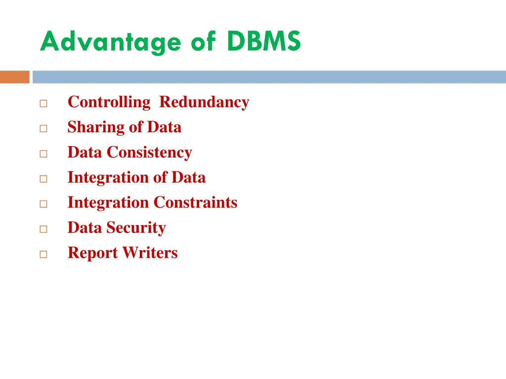advantage of dbms
