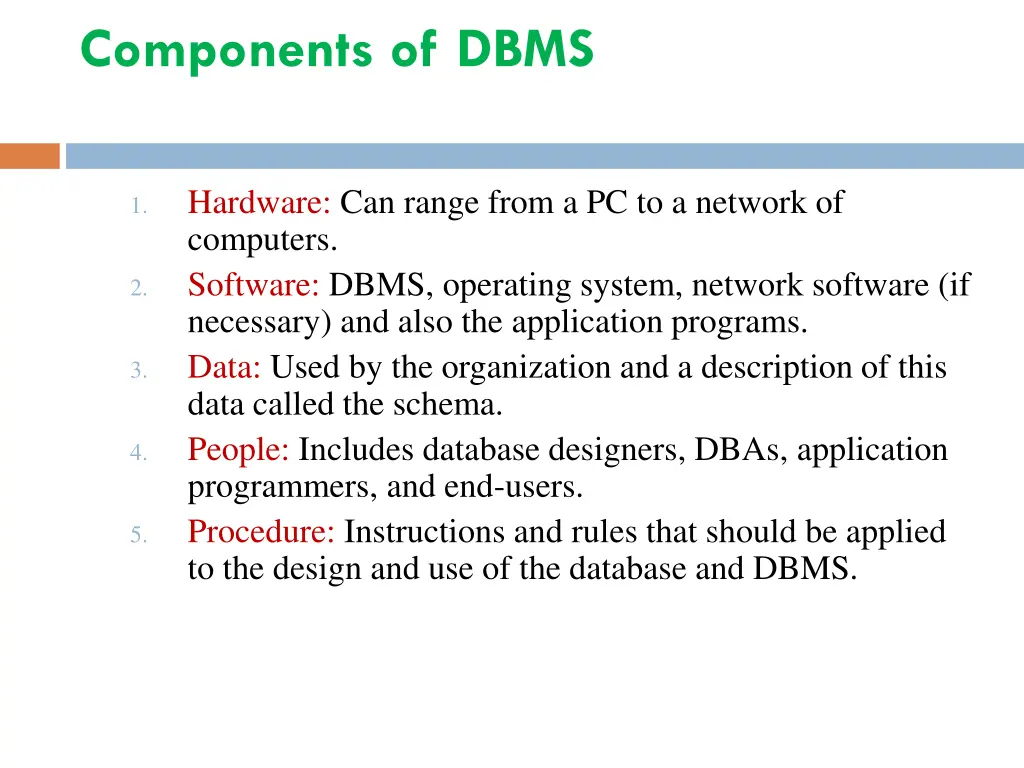 components of dbms